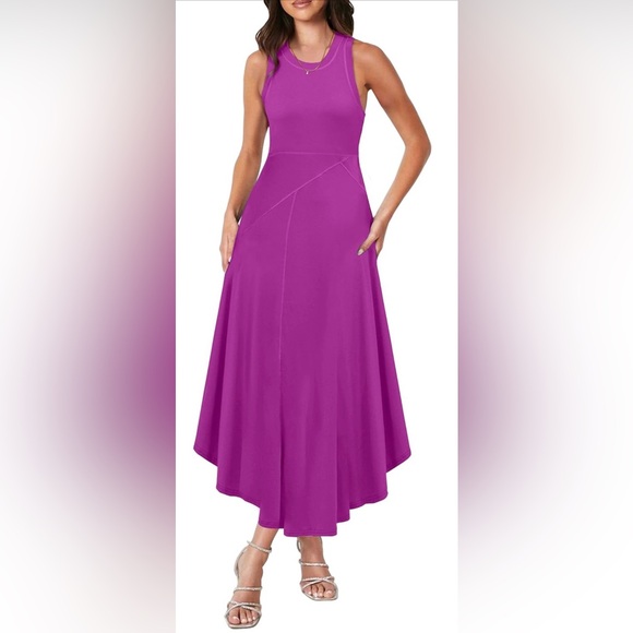 Caracilia | Maxi Sundress Flowy Racerback Tank Purple Dress | Size L | NWOT - Picture 1 of 11